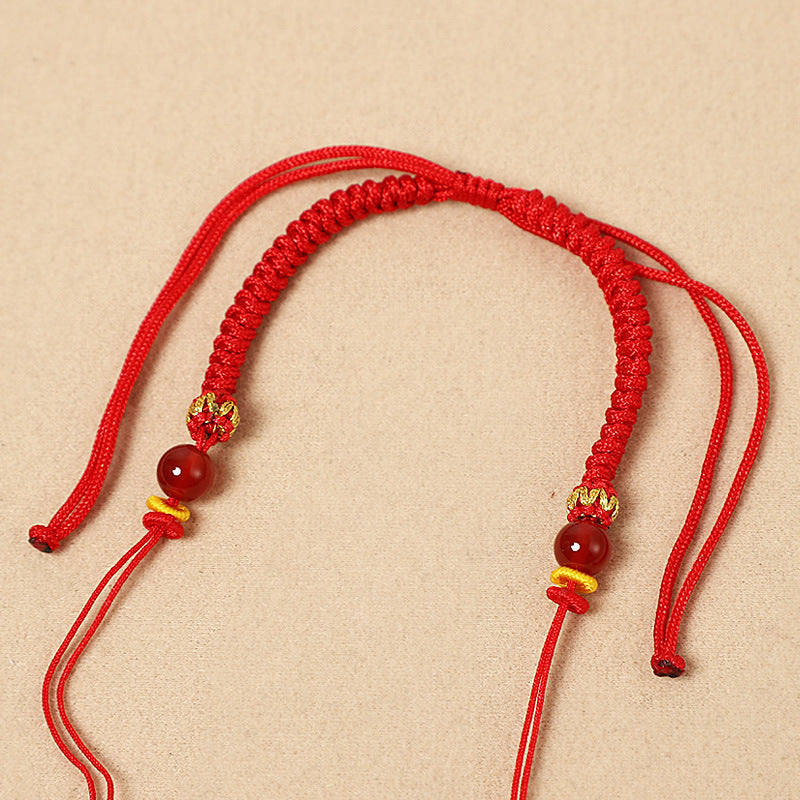 Rope Beads Threading Hand-made Red Gold Lucky Bracelets