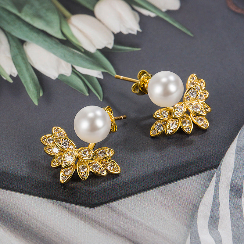 Petal Pearl Female Summer Tide Light Luxury Earrings