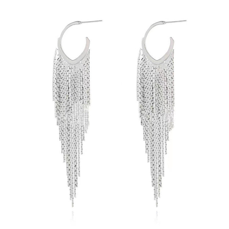 Women's Metal Long Fringe For Frosty Style Earrings