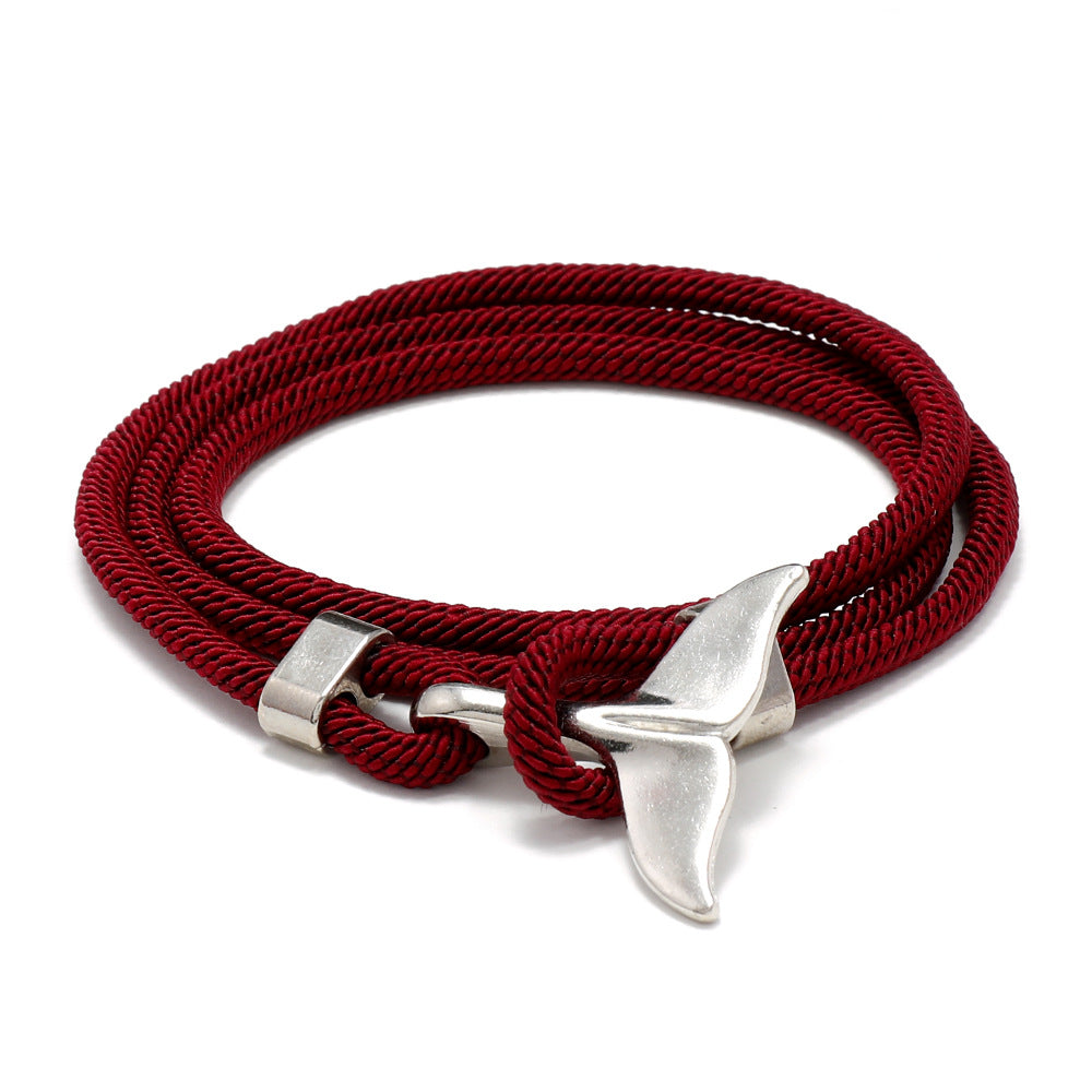 Women's & Men's & Ocean Series Boat Anchor Style Whale Tail Braided Rope Bracelets