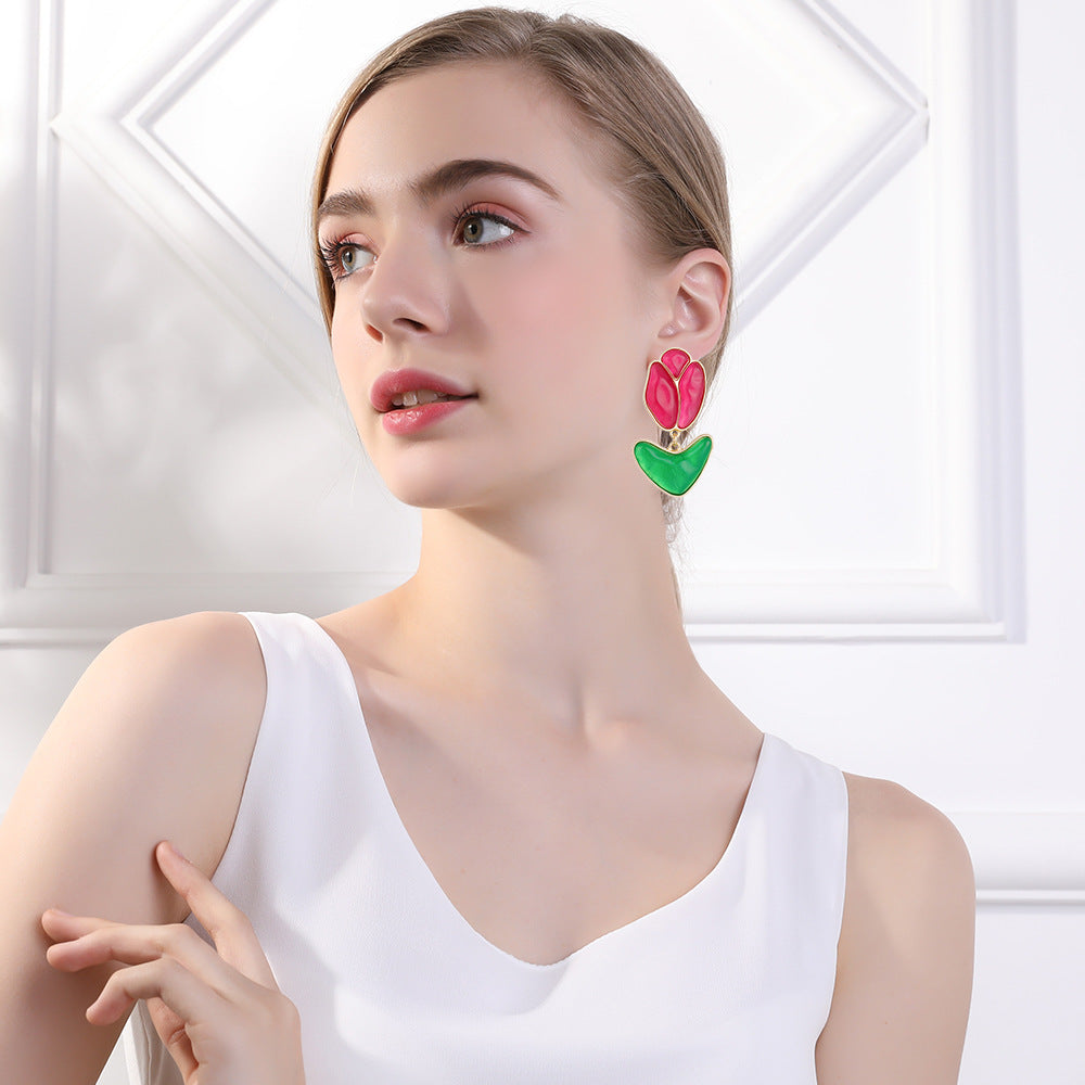 Fresh Tulip Day Fashion Niche Design Earrings