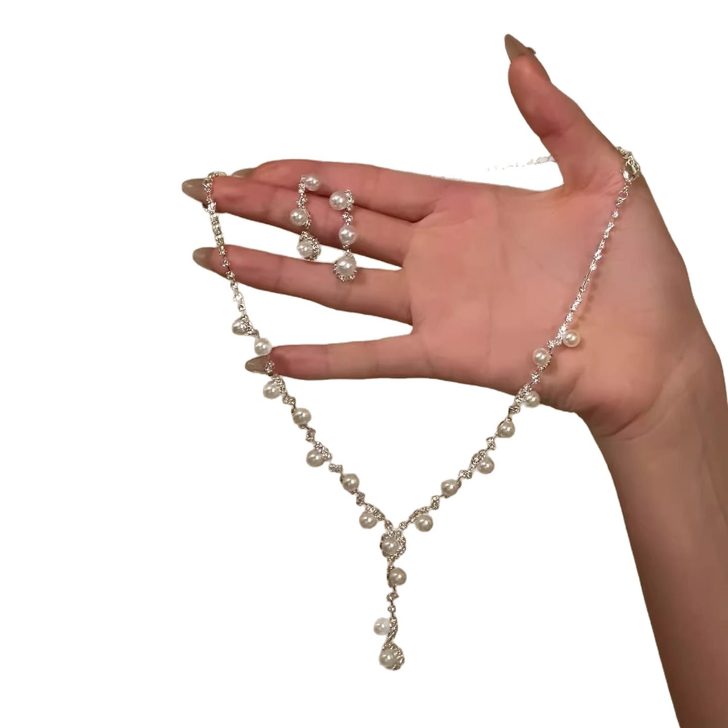 French Style Rhinestone Pearl Super Fairy Light Luxury Female Advanced Necklace