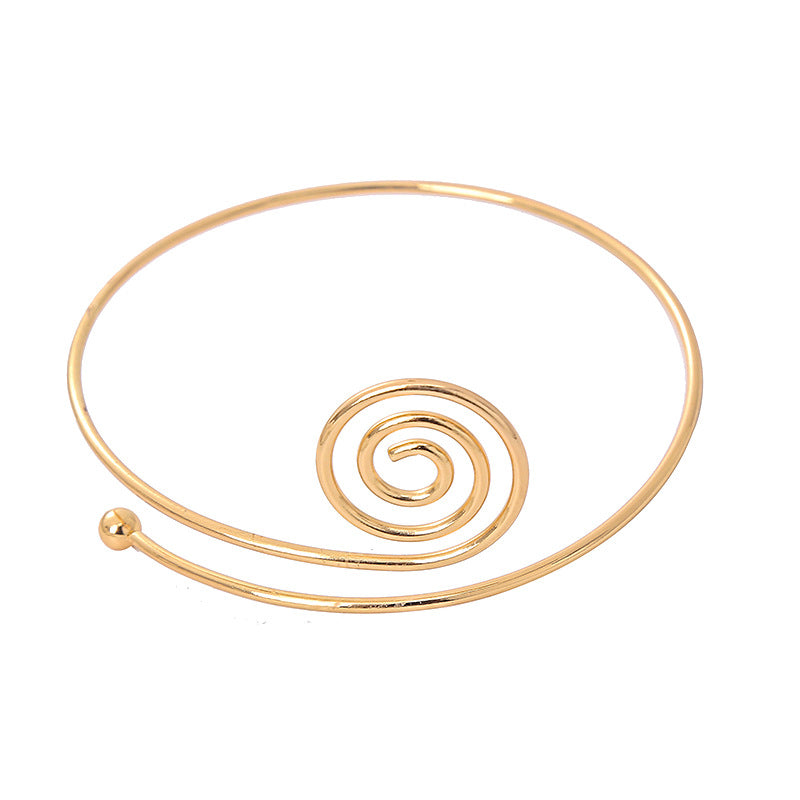 Temperament Simple Cold Style Armband Metal Spiral Opening Small Golden Bracelet