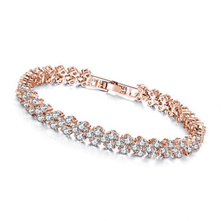 Roman Crystal Natural Zircon Full Diamond Bracelets