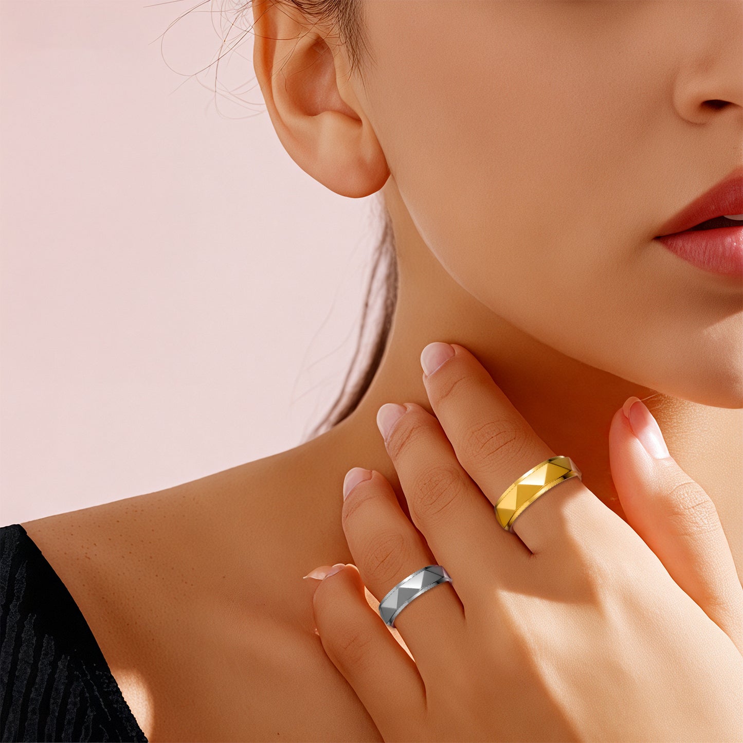 Women's & Men's Punk Step Triangle Grinding Surface For Rings