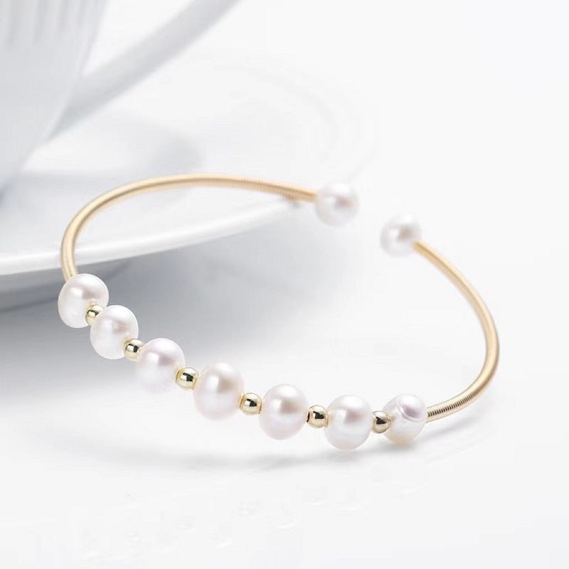 Female Temperament Elastic Gold Injection Open Bracelets