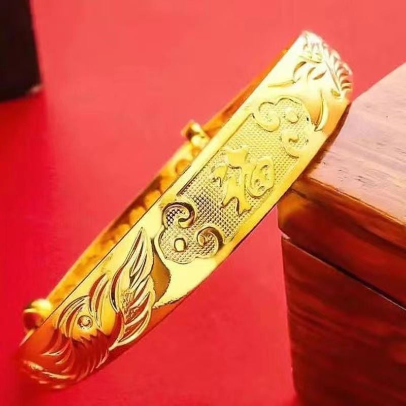 Dragon Phoenix Starry Simulation Golden Smooth Push-pull Bracelet