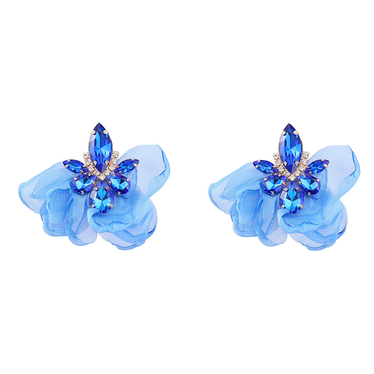 Wind-Legierung Diamant-Tuch-Blume weibliche Retro-Ohrringe