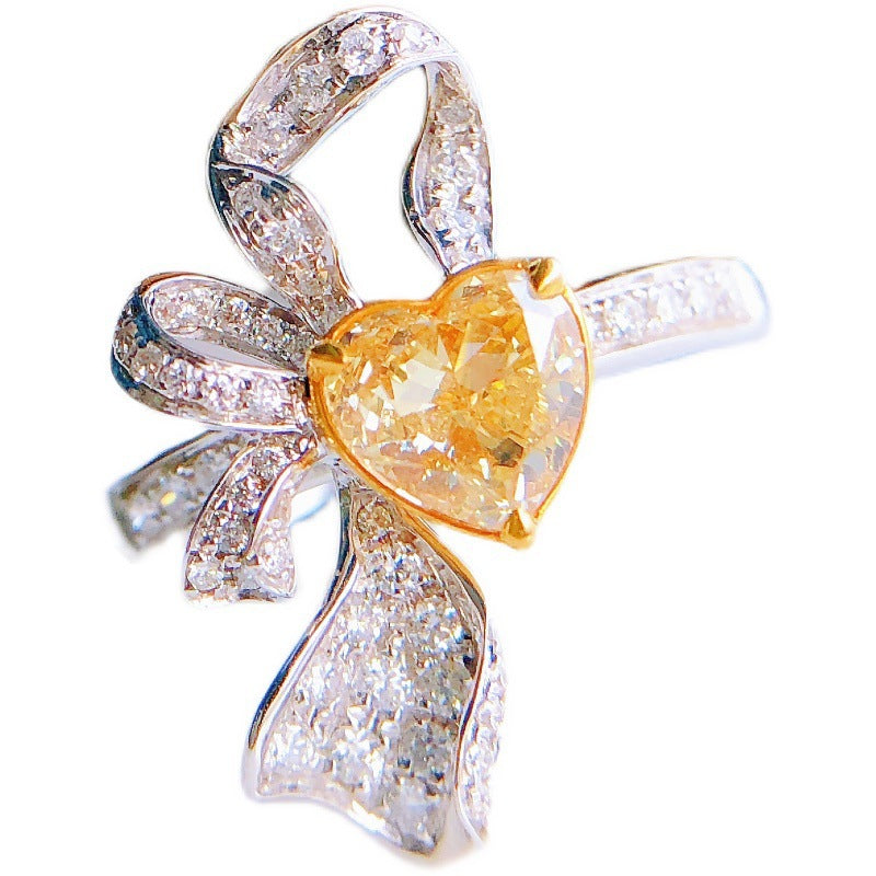 Light Luxury Yellow Diamond Female Imitation Love Rings