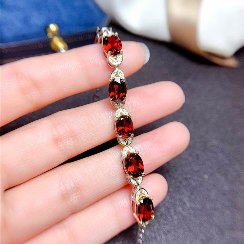 Ruby Temperament Colored Gems Female Gold Bracelets