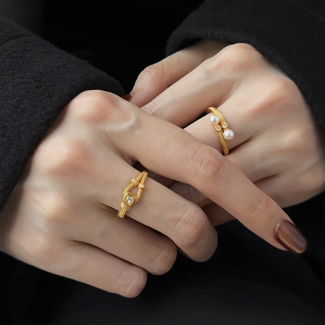 Chinese Retro Vachette Clasp Female Niche Unique Design Light Luxury Ring