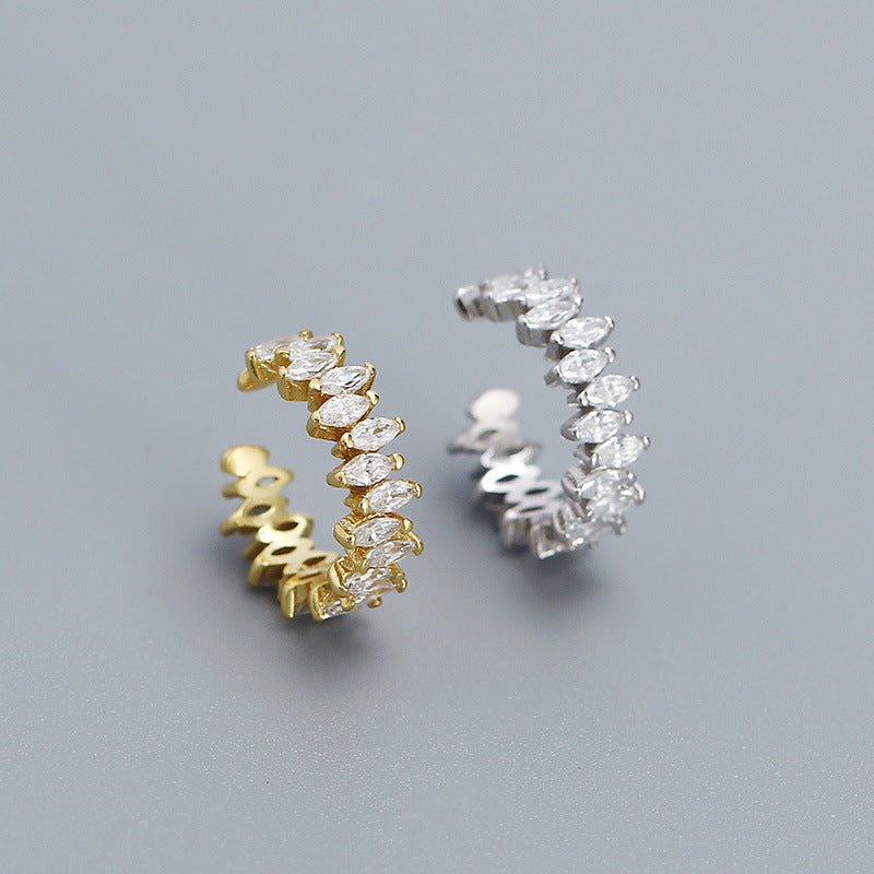 Light Luxury Sier Horse Eyes Zircon High Sense Ear Clip