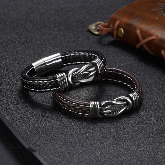 Bijoux de style ethnique pour hommes Bracelets tissés à la main en acier inoxydable