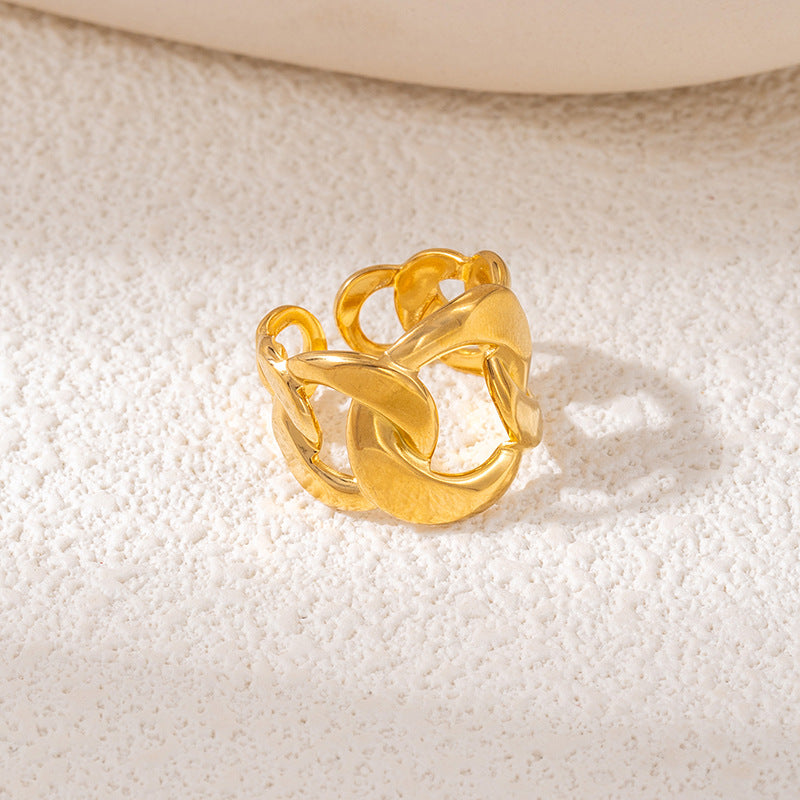 Fashionable Elegant Stainless Steel Leaf Female Style Hip Ring
