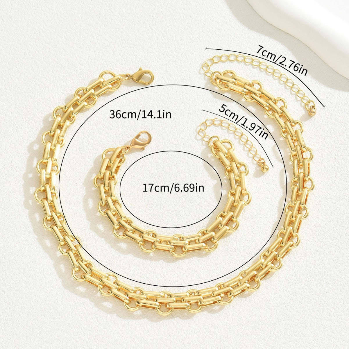 Personalized Metal Design Sense Female Niche Exaggerated Alloy Long Clavicle Jewelry Set