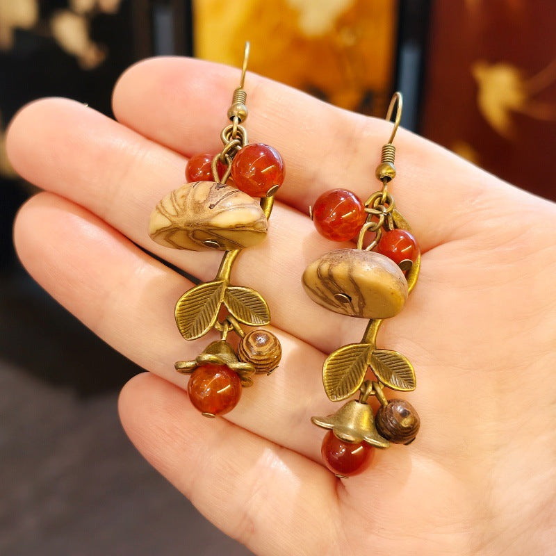 Handmade Plant Fruit Mori Style Chinese Hawthorn Artistic Rings