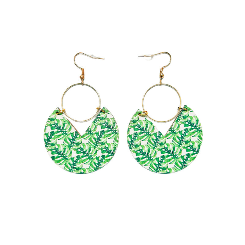 Simple Fashion Blue Dyed Printed Bohemian Geometric Stripes Stitching Earrings