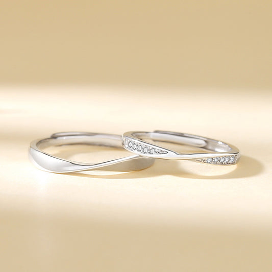 Bagues en argent sterling pour femmes, hommes et Mobius Strip Couple