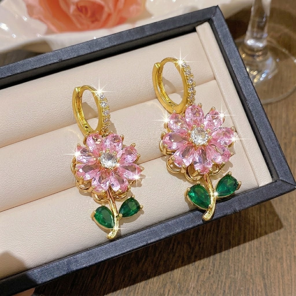 Rotating Degree Rotation Heart-shaped Zircon Clavicle Rings