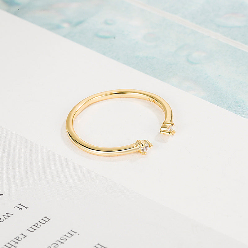 Small Diamond Twin Open Female Design Simple Adjustable Ring
