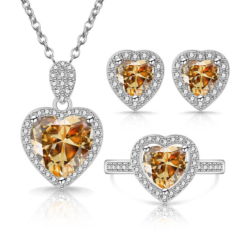 Streaming Fashion Colored Gems Crystal Suit Love Jewelry Set