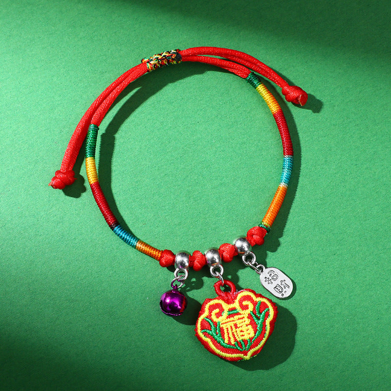 Children's Dragon Boat Festival Colorful Rope Small Tiger Head Lucky Bag Bracelet