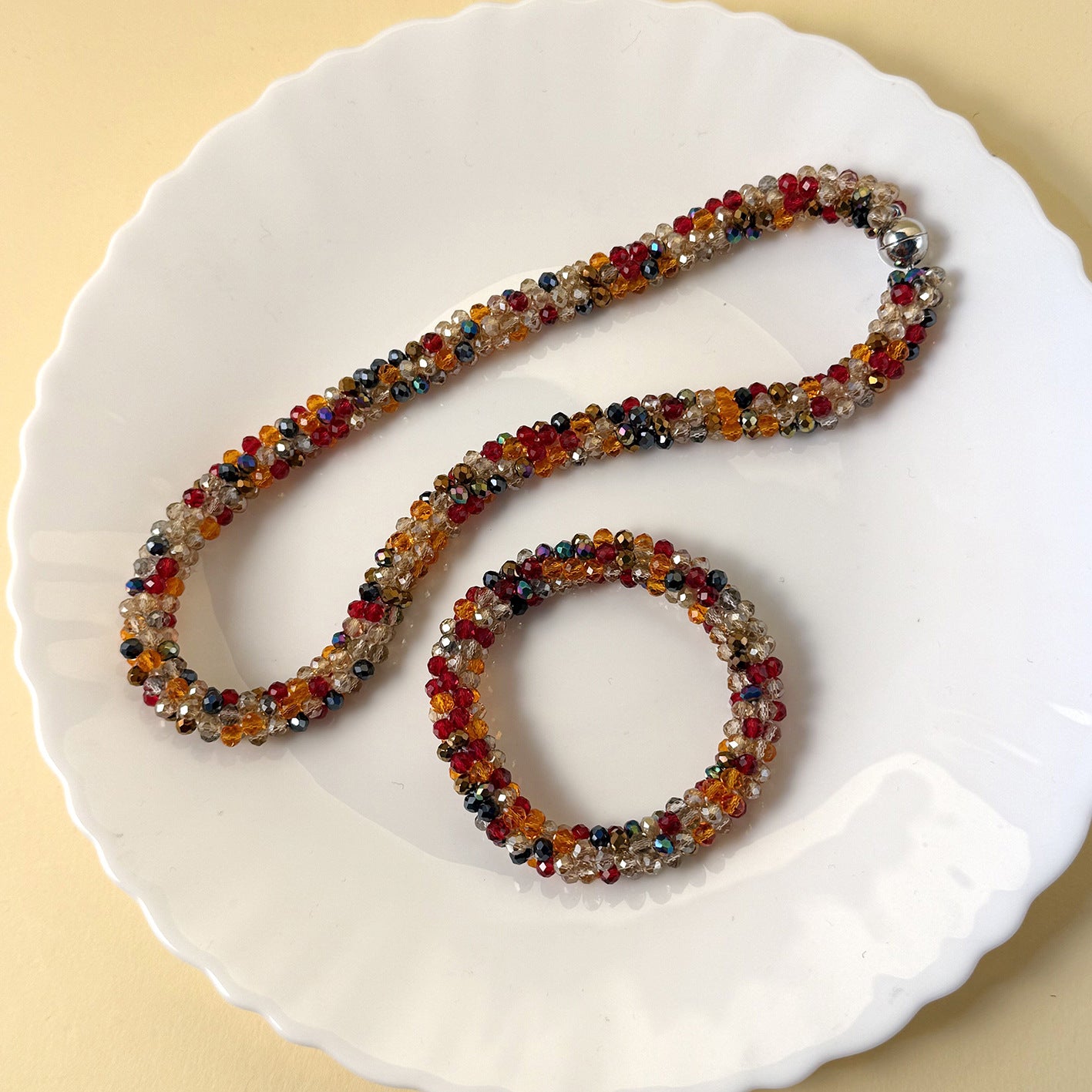 Colorful Crystal Suit Hand-woven Beads Fashion Jewelry Set