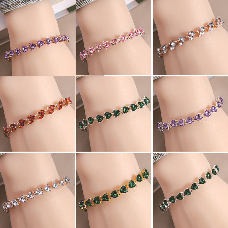 Rhinestone Fashion Color Willow Leaf Diamond Versatile Design Light Bracelets