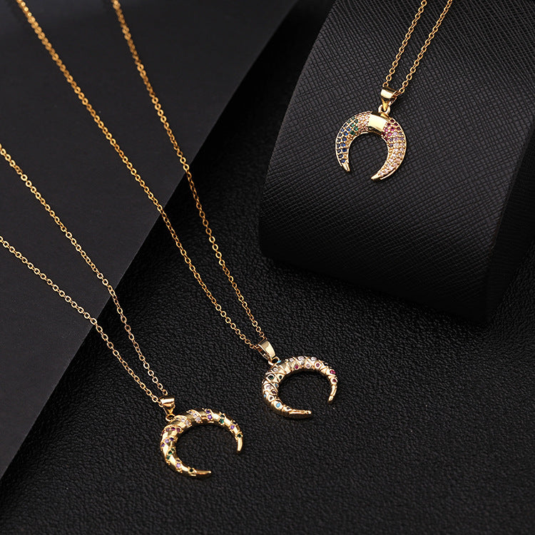 Moon Zircon Fashion Gold Plated Geometric Necklaces