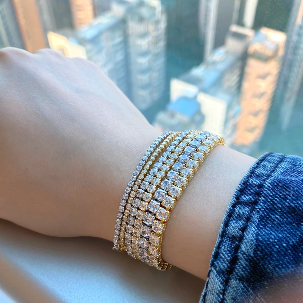 Bracelets complets en Zircon et strass à une rangée pour femmes