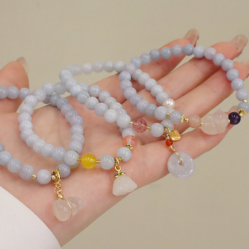 Women's Natural Crystal Fresh Gold-plated Aquamarine Chalcedony Bracelets