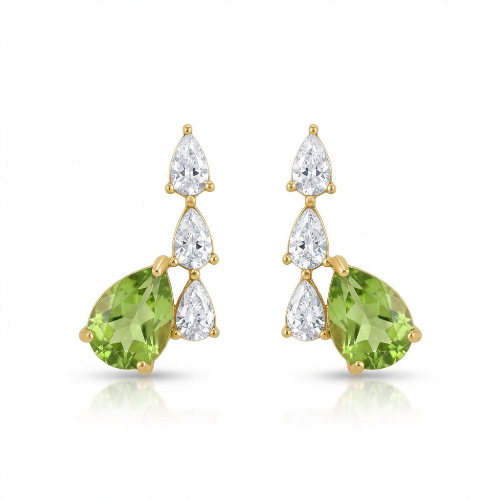 Light Luxury Design Drop-shaped Zircon Pear-shaped Gold Stud Earrings