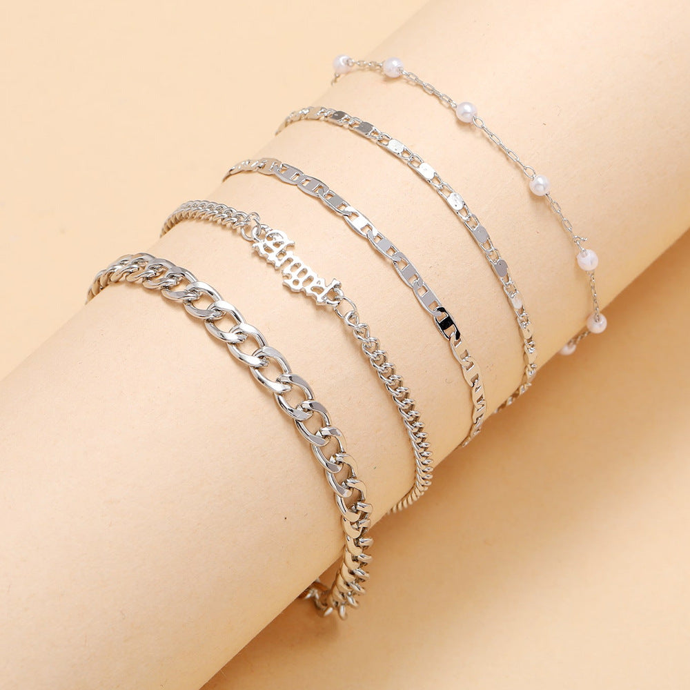 Female Accessories Personalized Simple English Letter Pearl Trend Bracelets