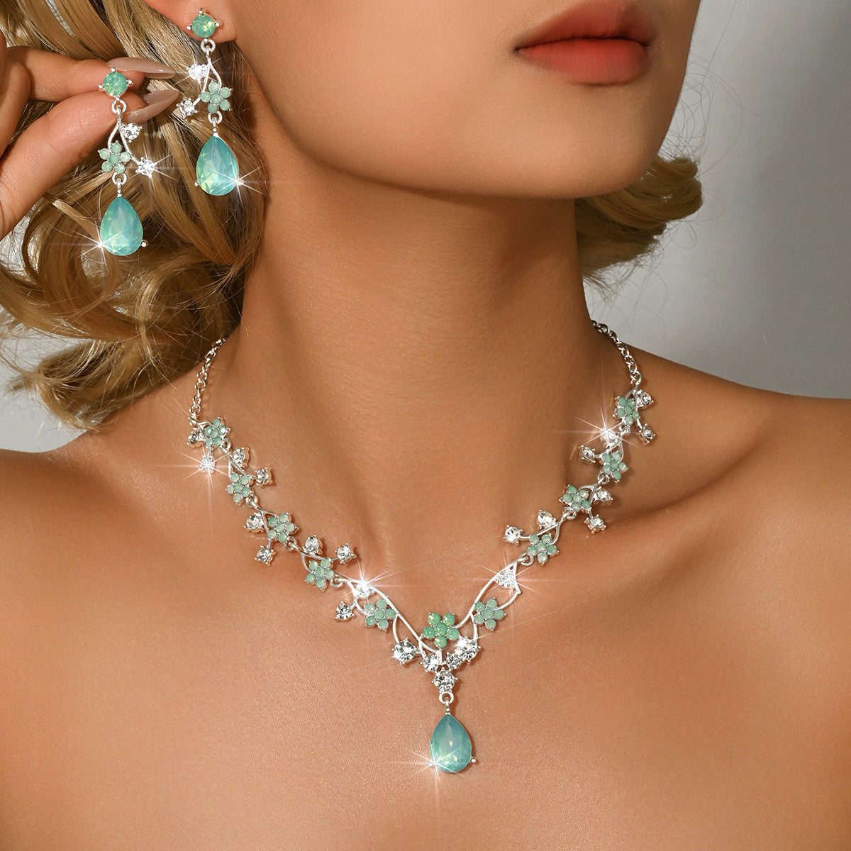 Korean Bridal Two-piece Wedding Accessory Chain Jewelry Set