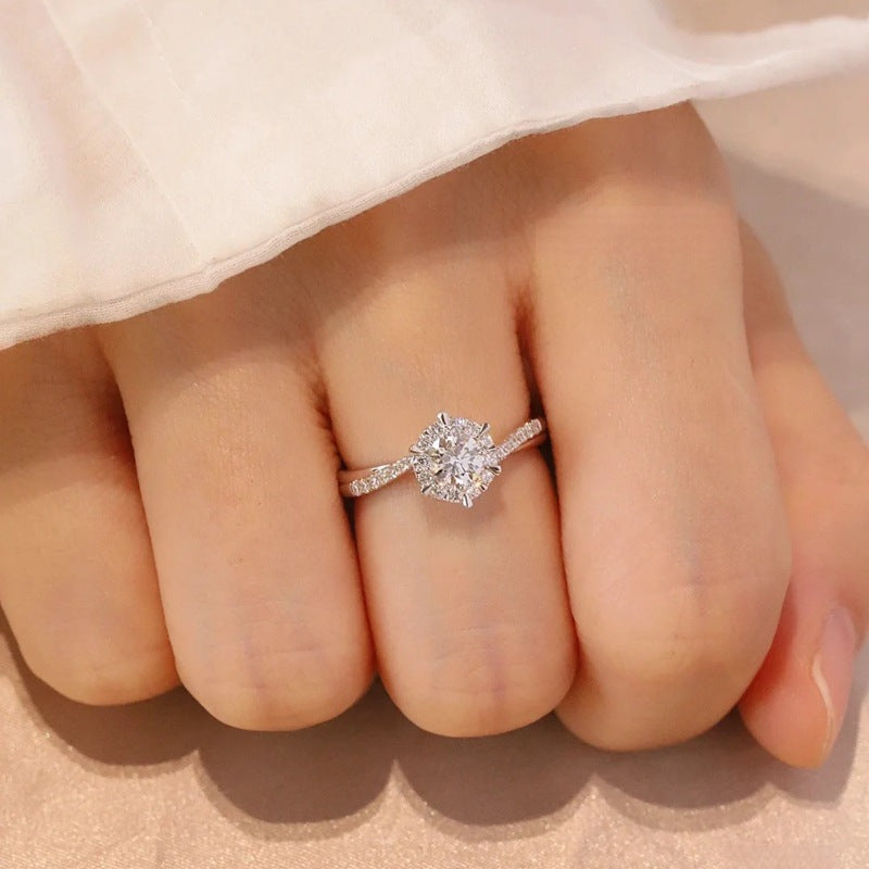 Sier Female Star Woven Moissanite Diamond Karat Open Rings