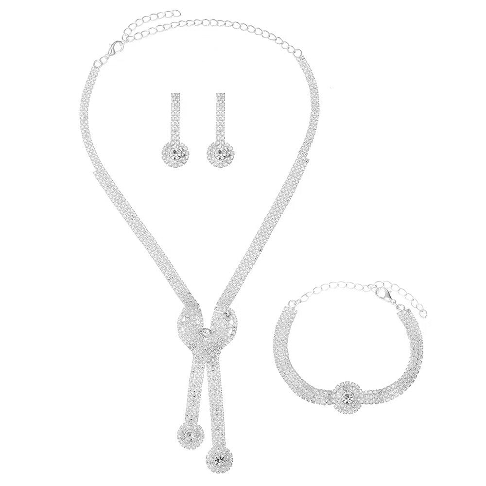 Temperament Super Shiny Diamond Three-piece Bridal Wedding Bracelets