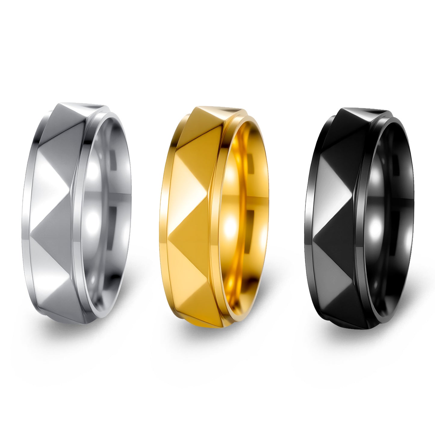 Women's & Men's Punk Step Triangle Grinding Surface For Rings