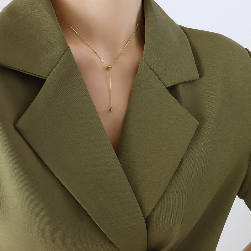 Minimalist Design Double Layer Twin Round Beads Female Necklaces