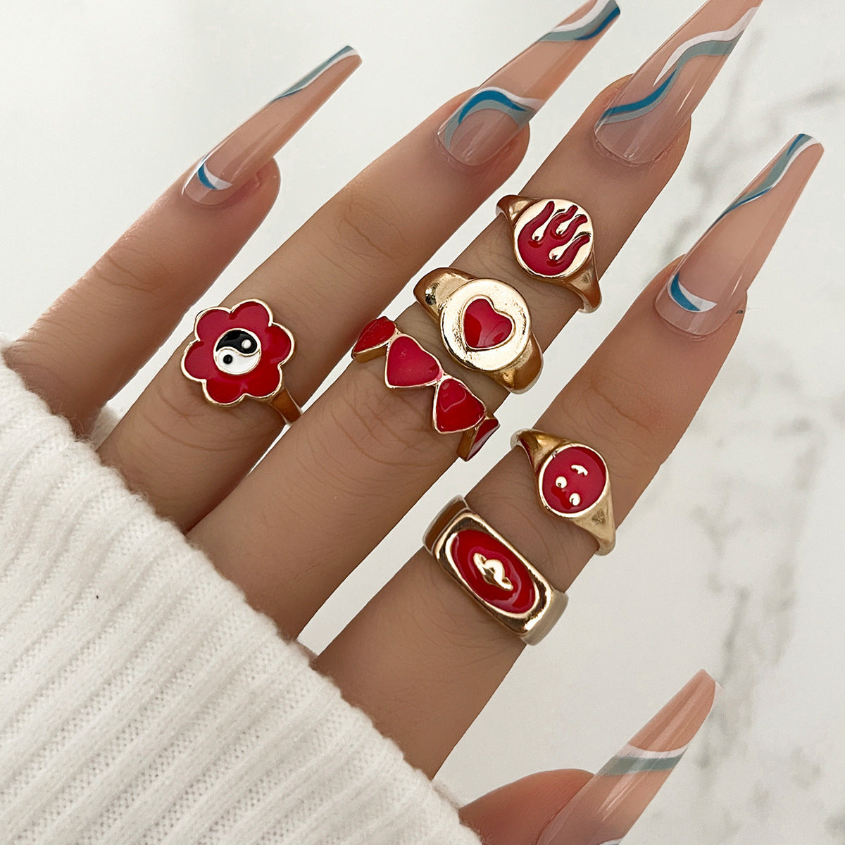 Clearance Vintage Creative Heart Hollow Butterfly Rings