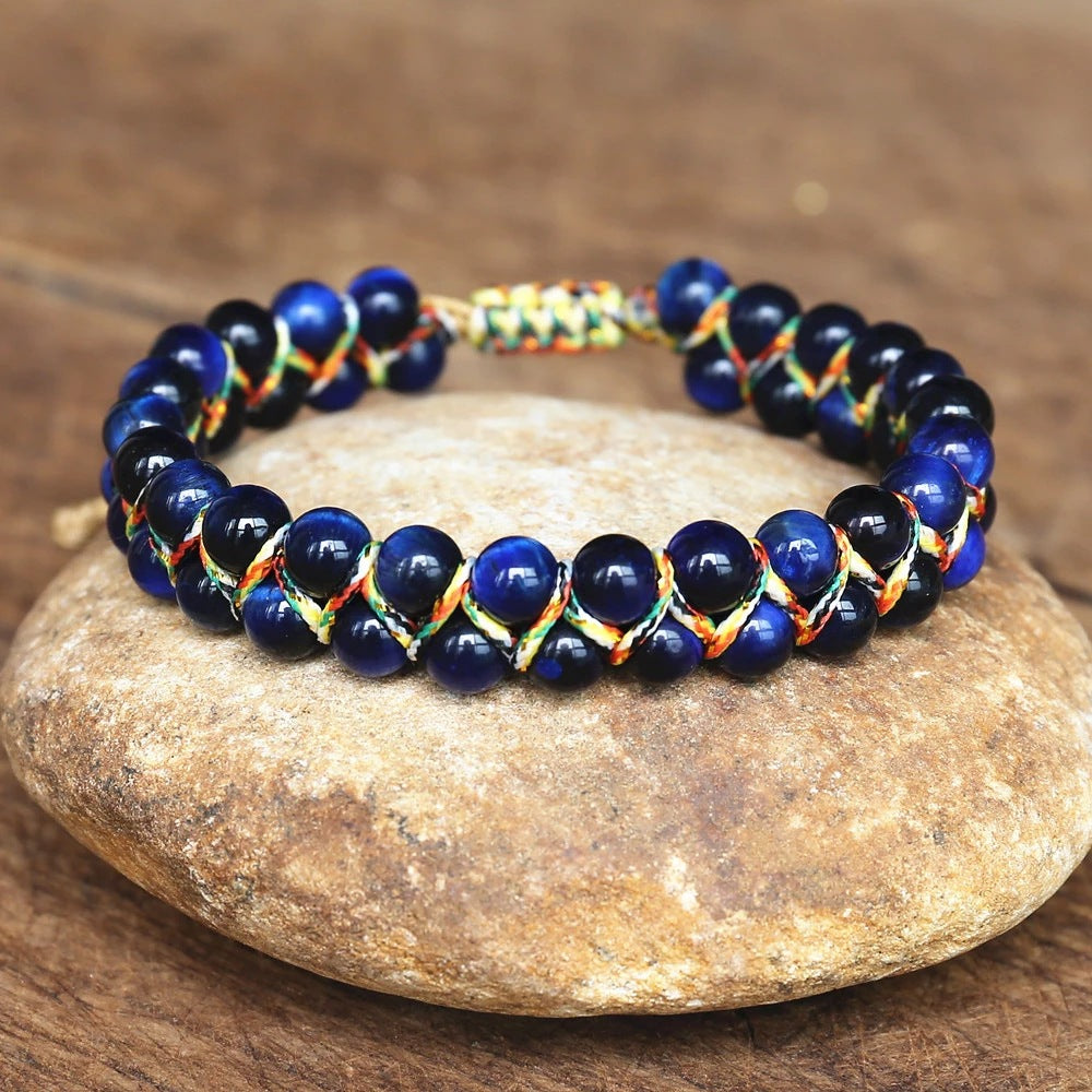 Comfortable Colorful Tigereye Ball Hand-woven Adjustable Bracelets