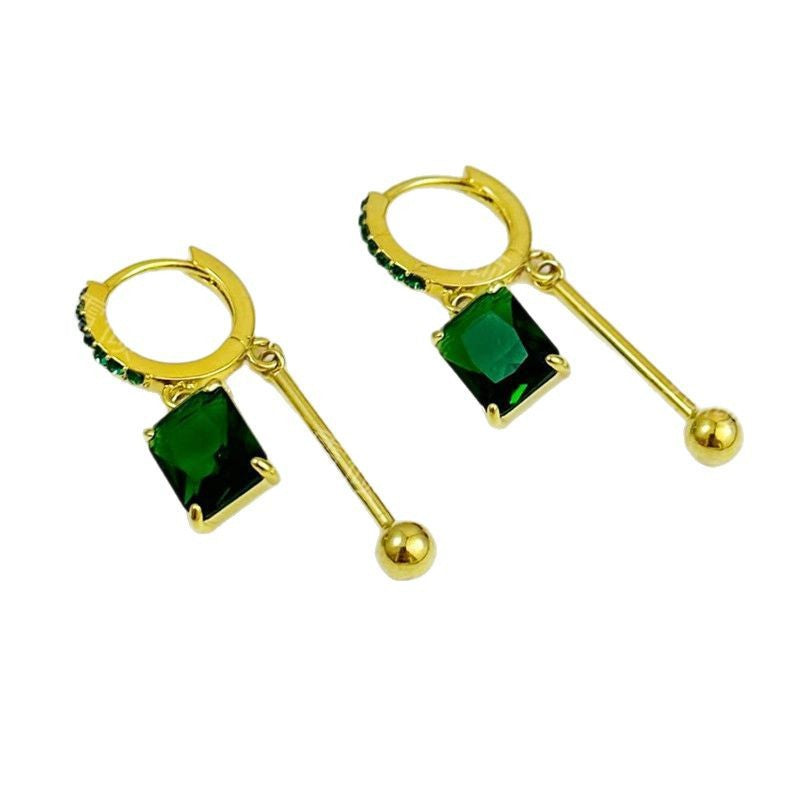 Crystal Block Full Diamond Light Luxury Earrings