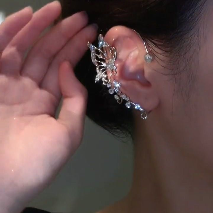 Women's Pierced Sier Elf Butterfly Unique Design Trendy Light Earrings