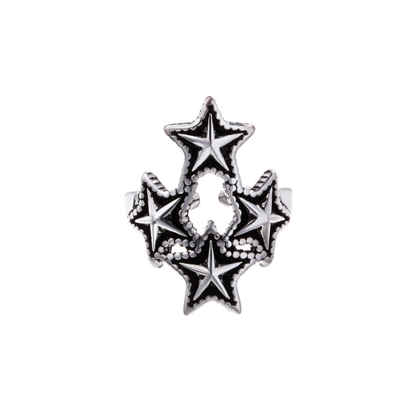 Korean Style Retro Temperament Flow Fashion Five-pointed Ring