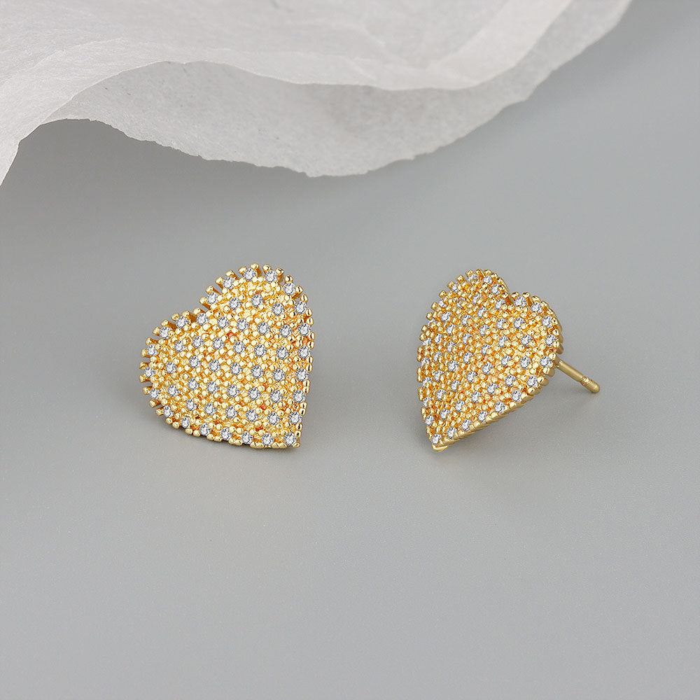 Fashion Micro Inlay Love Heart Design Earrings