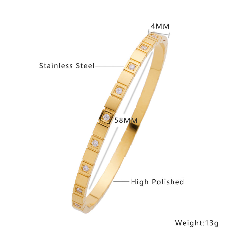 Light Luxury Zircon Gold Titanium Steel Retro Fashion Stainless Bracelets