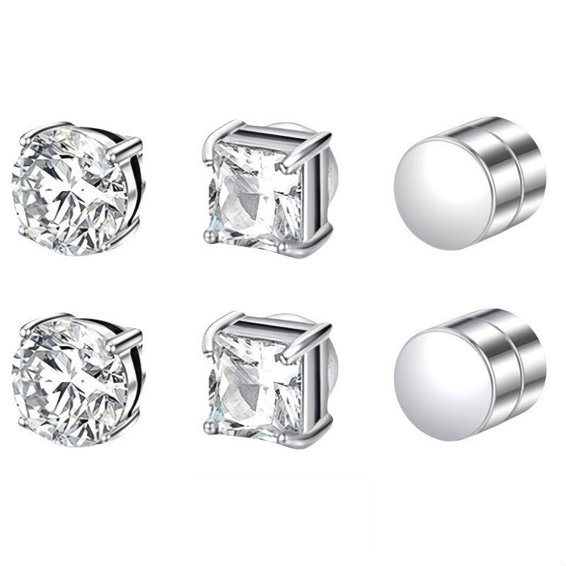 Zircon Stainless Steel Magnet Clips Couple Ear Clip