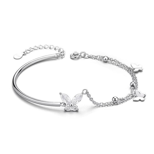 Bracelets de luxe légers en argent Sterling pour femmes, accessoires papillon