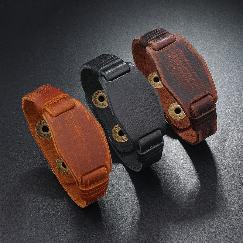 Men's Vintage Ornament Genuine Leather Punk Woven Bracelets