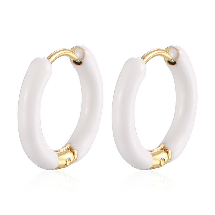 Oil Simple Circle Stainless Steel Retro Ear Buckle