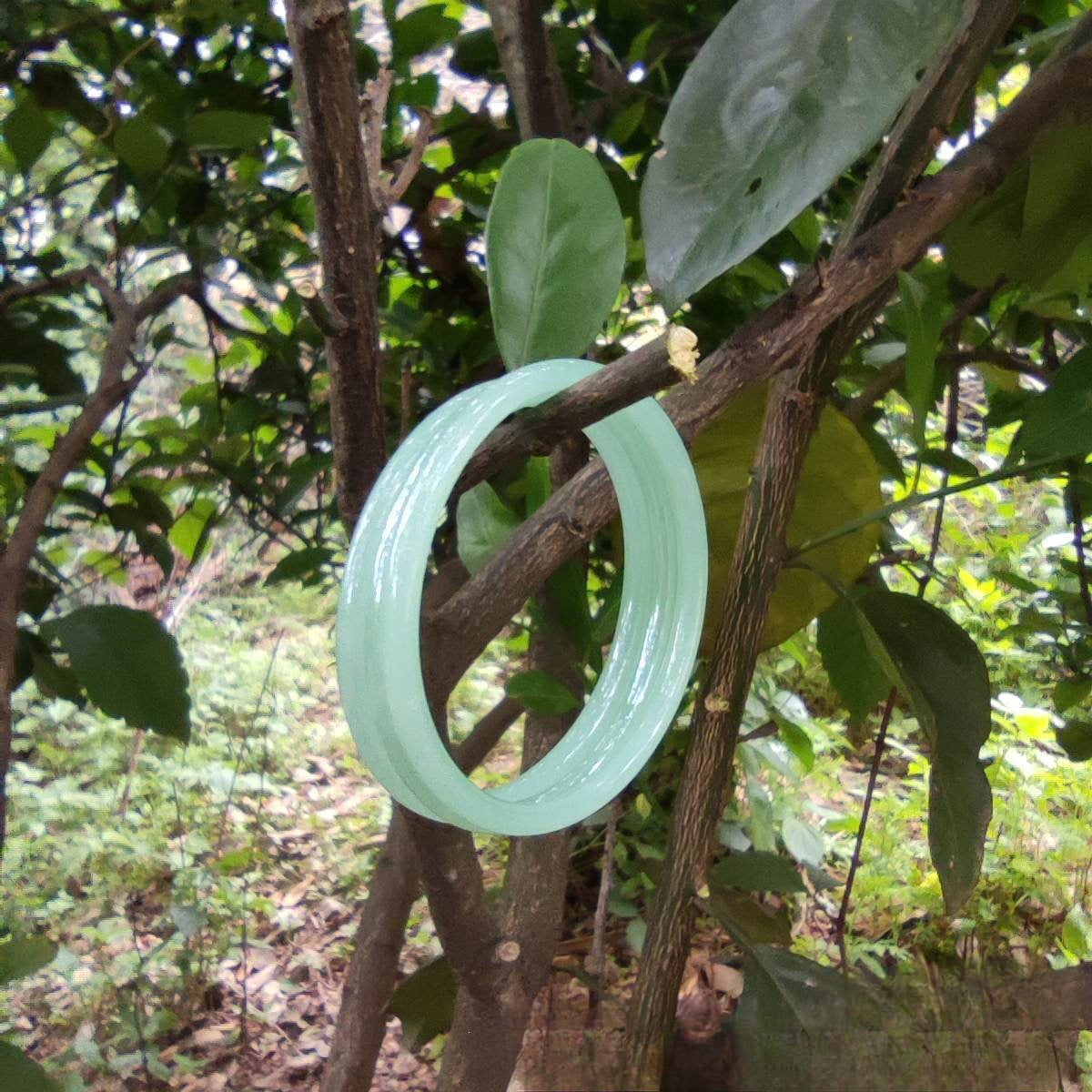 Transparent Glass Imitation Jade Jingle Round Bar Ancient Style Versatile Bracelet